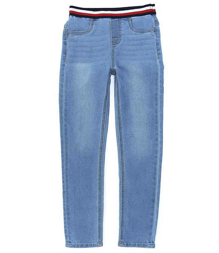 Tommy Hilfiger Big Girls 7-16 Jacquard Striped Waistband Stretch Woven Denim Jeggings