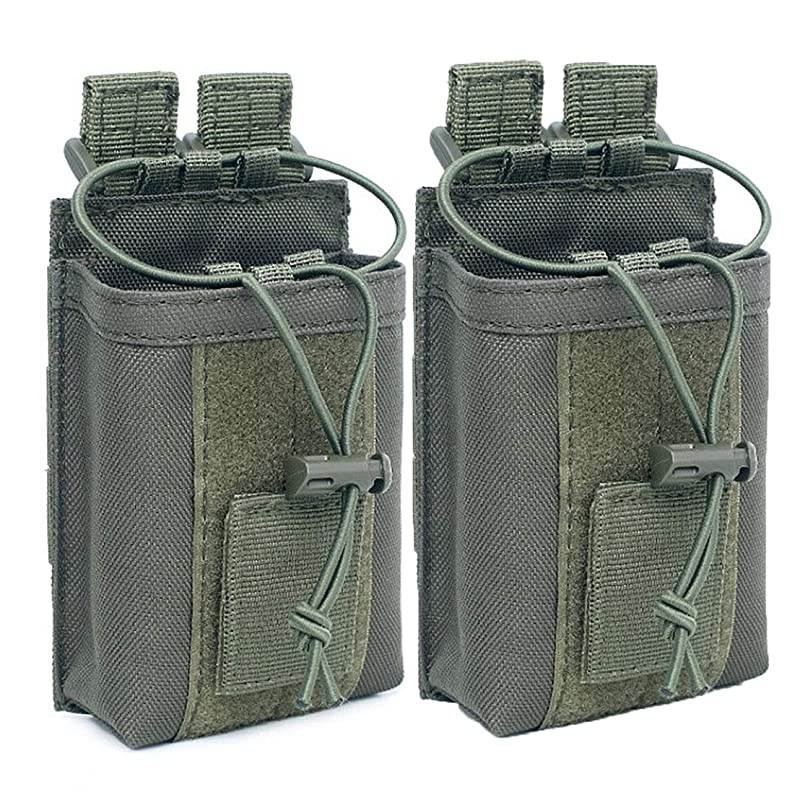 1000D Adjustable Molle Tactical Pouch Radio Holster Case Walkie Talkie Holder Duty Belt, 5.3"x 3.5"x 1.6" (Amy Green-2 Pack)
