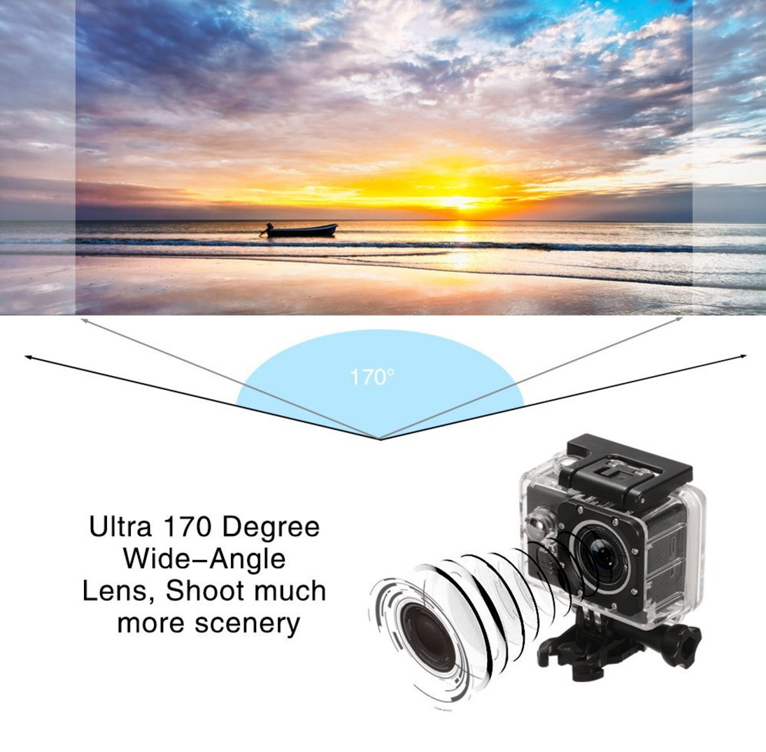 Action Camera 1080P 4K Ultra HD WiFi Best Video Sports Camera 16MP 1080P 170 Degree Wide Angle 2.0 Inch Screen 100 foot Underwater Waterproof Camera