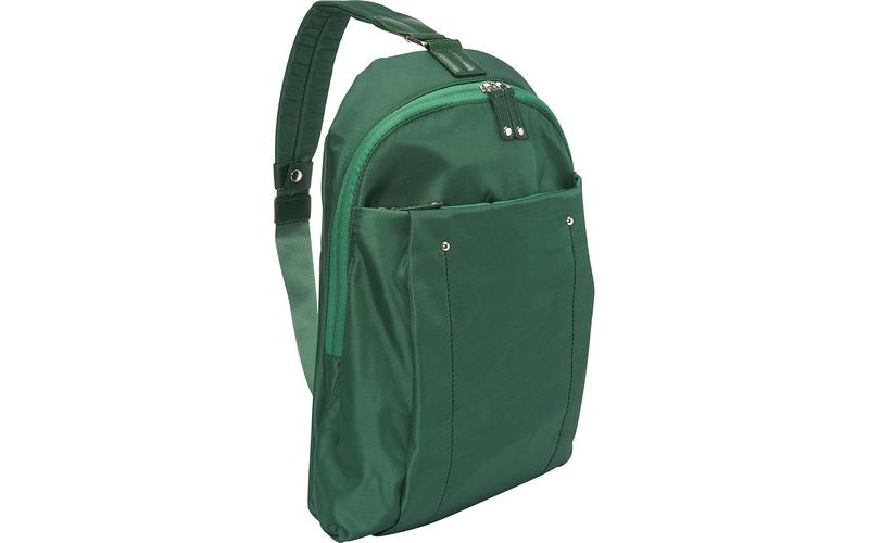 WIB Miami City Slim Backpack for up-to 14.1" Notebook , Tablet, eReader - Green - Twill Polyester - Twill Polyester, Microsuede - Shoulder Strap