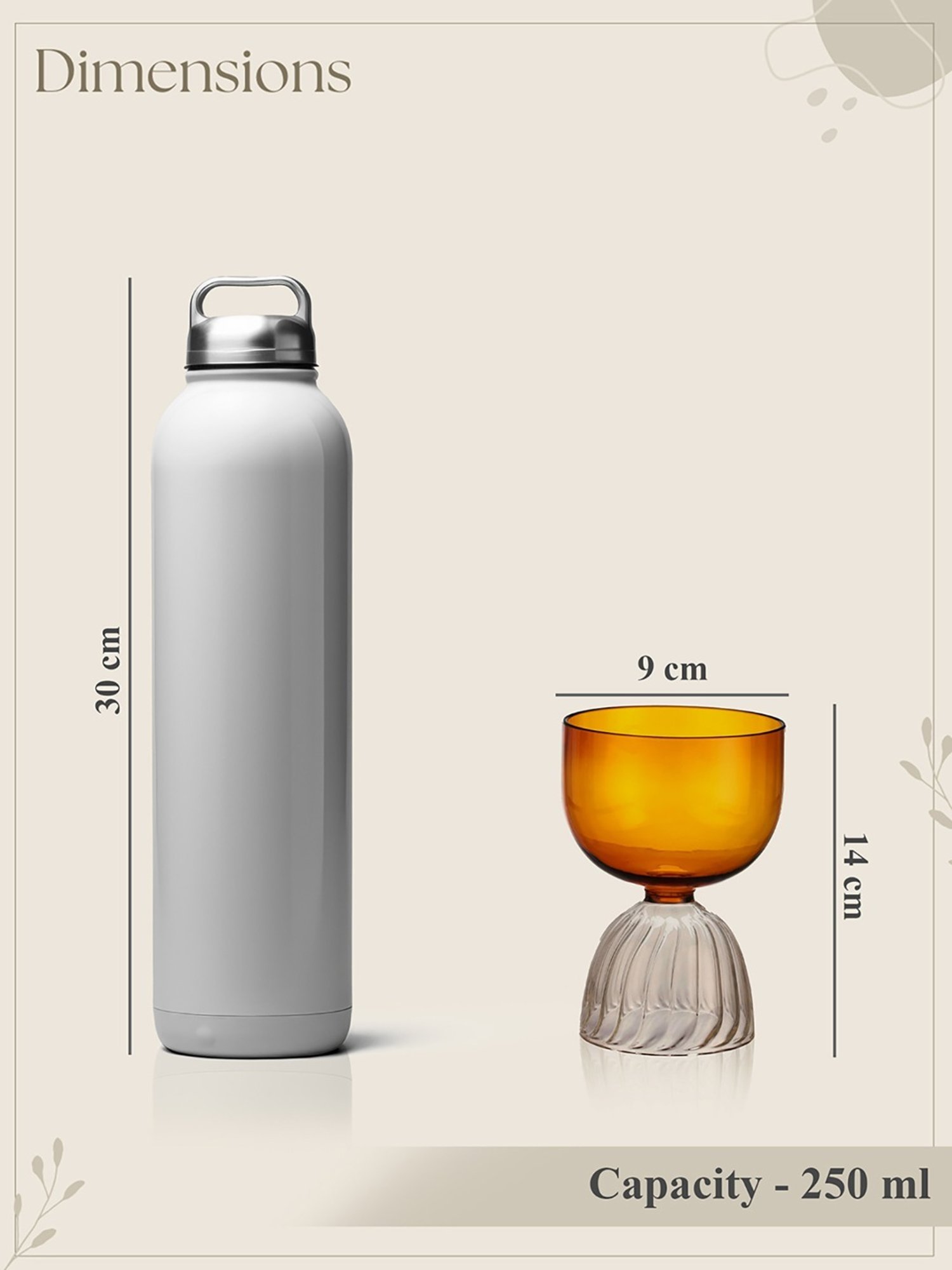 Trovea's Premium Inner Ribbed Transparent Glass Cocktail Glass - Set of 4