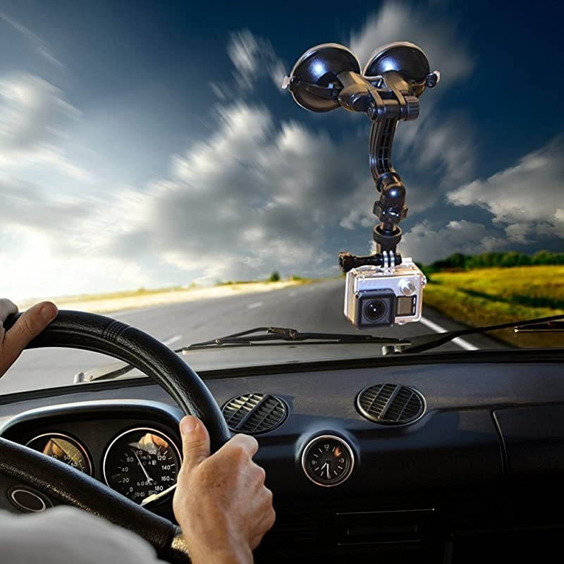 Double Suction Cup Mount with Greater Suction Power Compatible for GoPro Hero 876543+321 Hero Sessionfor DJI OSMO Action Camera