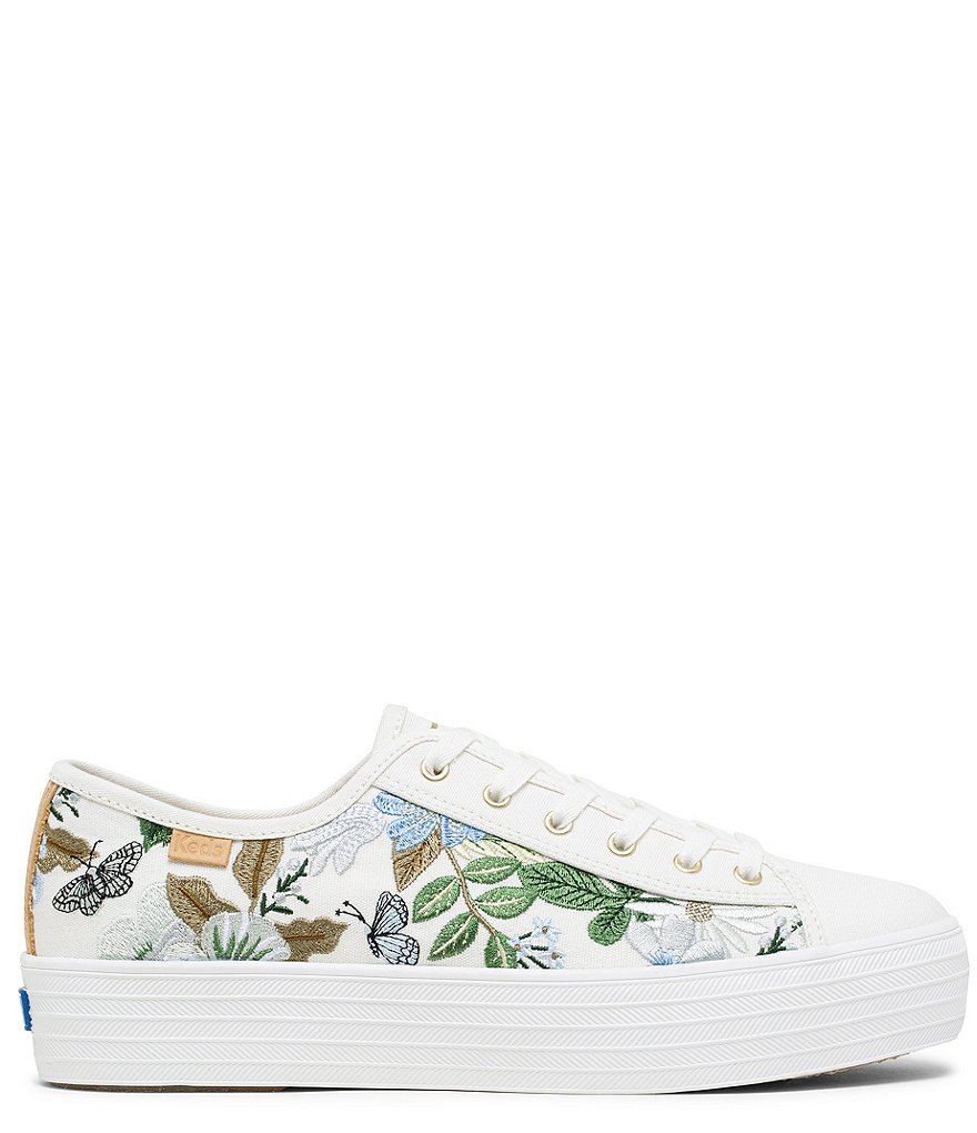 Keds Rifle Paper Co. Triple Kick Blue Fields Embroidered Sneakers
