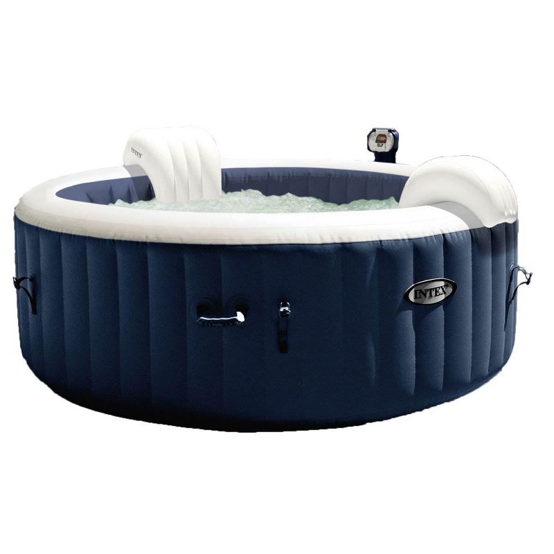Intex 28405E PureSpa 4 Person Home Inflatable Portable Heated Round Hot Tub 58" x 28" with 120 Bubble Jets, Heat Pump, and 4 Type S1 Filter Cartridges