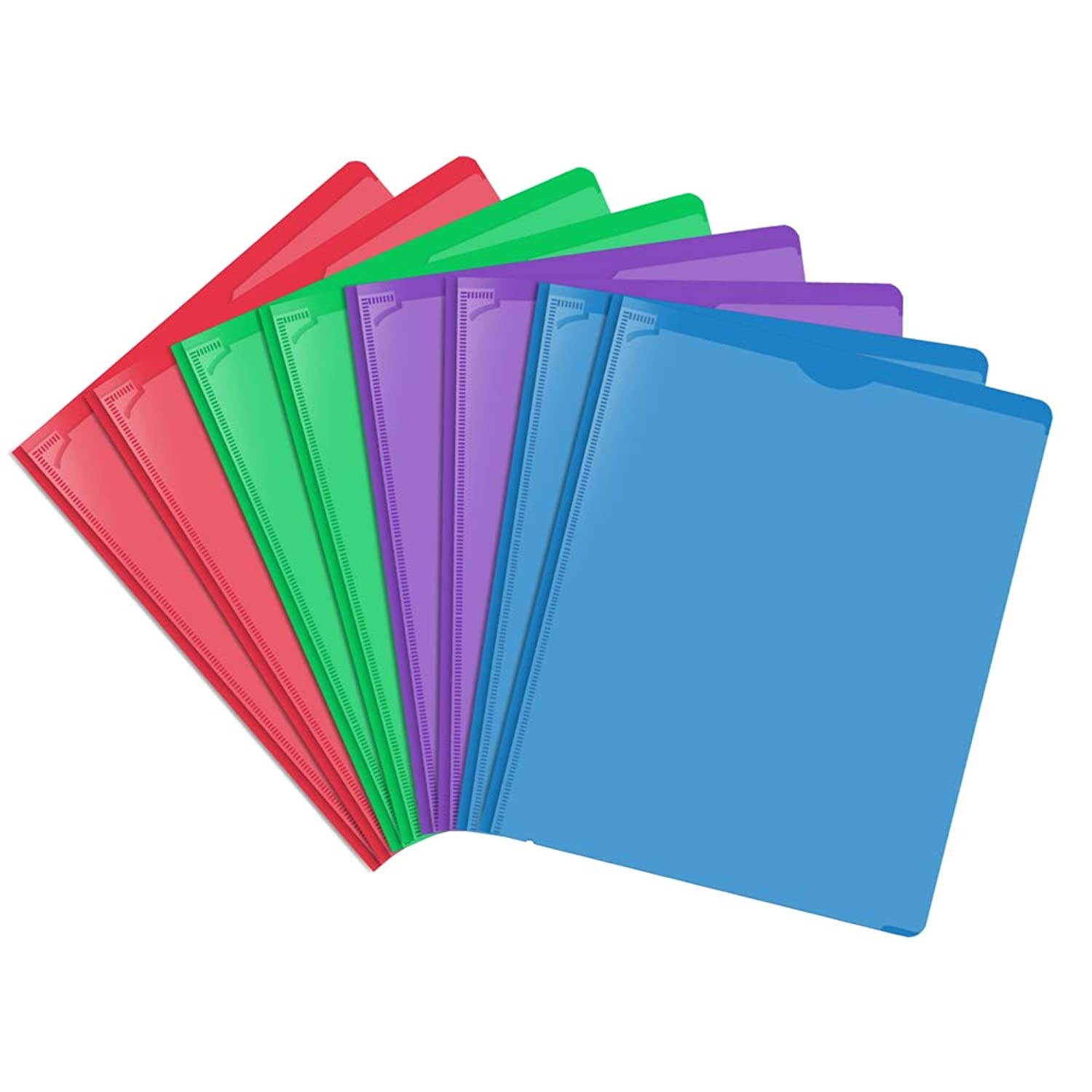 WOT I for 2 Pocket Folders with Clear Front Pocket-8 Pack and 3 Prong Folders Letter, Heavy Duty Folders Customizable Cover, Suitable for School, Home, and Work