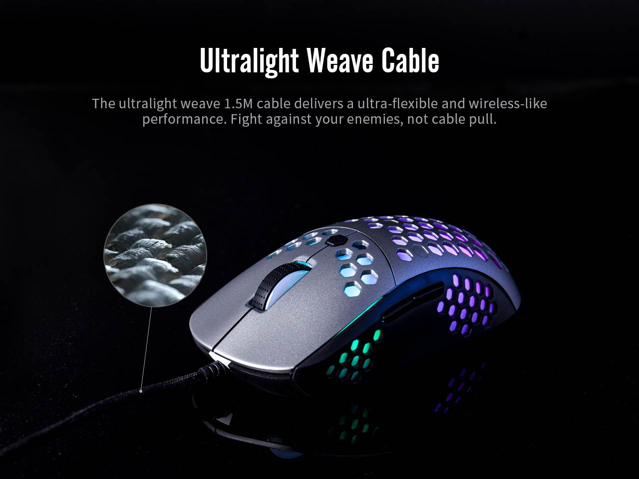 USB Wired Lightweight RGB PC Gaming Mouse M6, Honeycomb Shell Ultralight Weave Drag-Free Cable, LED Backlit 6 Buttons Programmable, 10000DPI Optical Sensor for PC Gamers, Xbox, PS4 Users