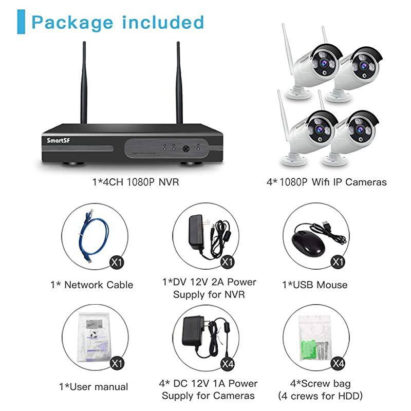 2020 Update  1080P 4CH HD Wireless Security Camera System CCTV Surveillance Systems2MP Weatherproof IP Cameras65ft Night VisionP2PMotion DetectionNO HDDSupport Both Wired and Wireless