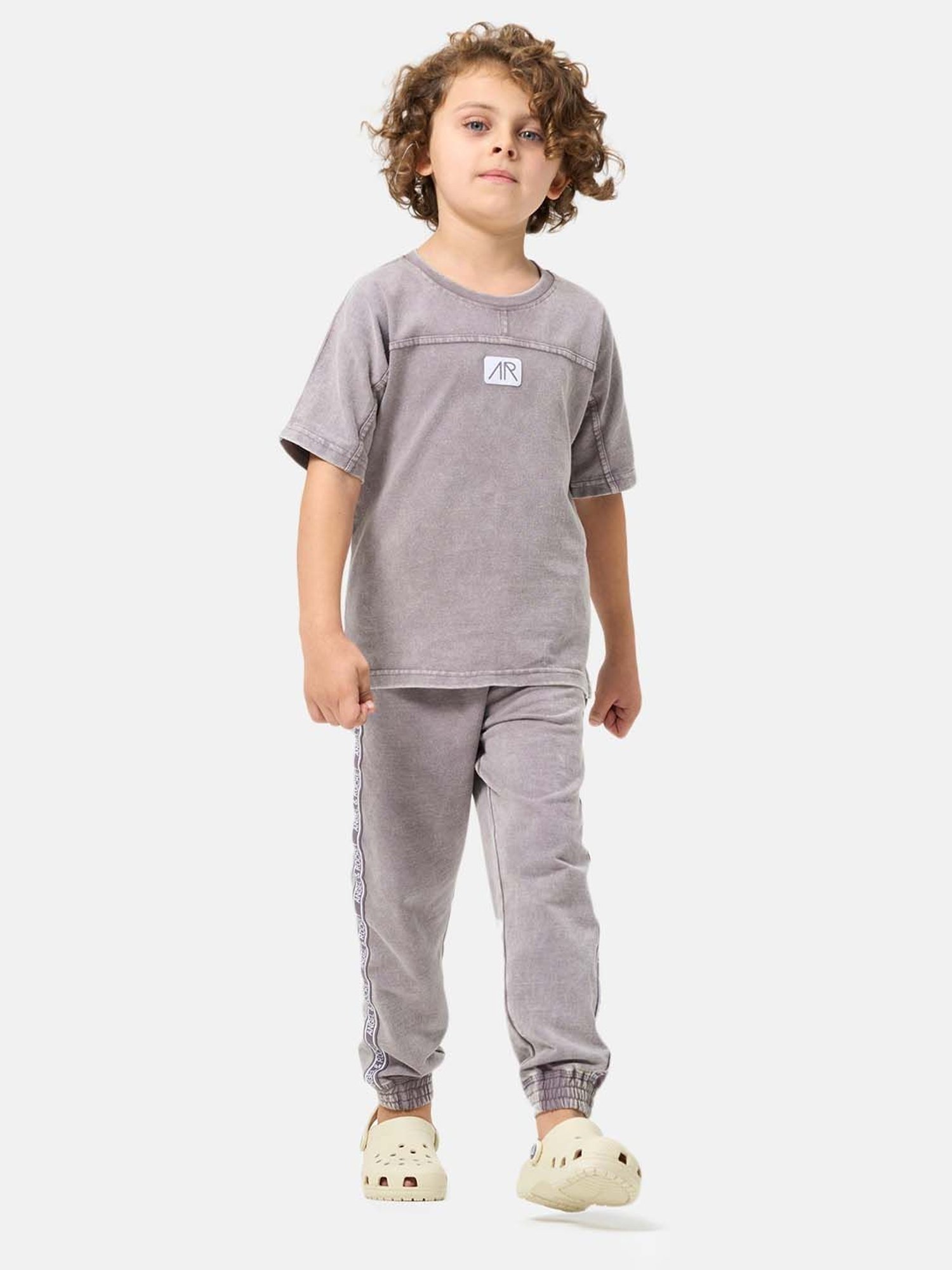 Angel & Rocket Boys Grey Solid Joggers