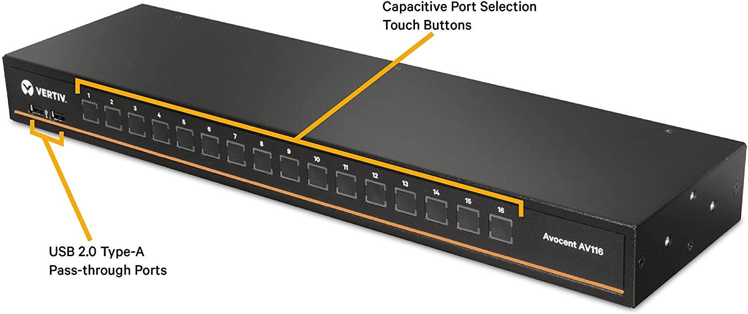 Vertiv Avocent AV3000 Rackmount KVM Over IP Switch | 8 Port KVM switches | Local and Remote Access | VGA Cable (AV3108-400)