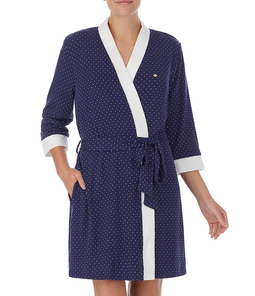 PJ Salvage Solid Ribbed Knit Long Wrap Robe