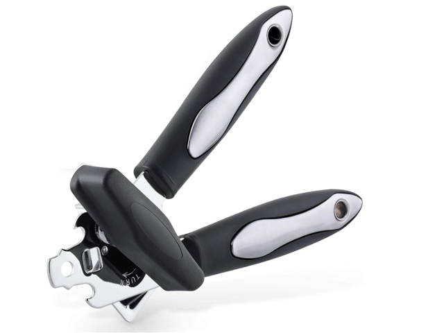 Zulay Can Opener With Stainless Steel Blades - Ergonomic Grip Soft Edge Manual Can Opener - Smooth To Operate Hand Can Opener With Large Turn Knob