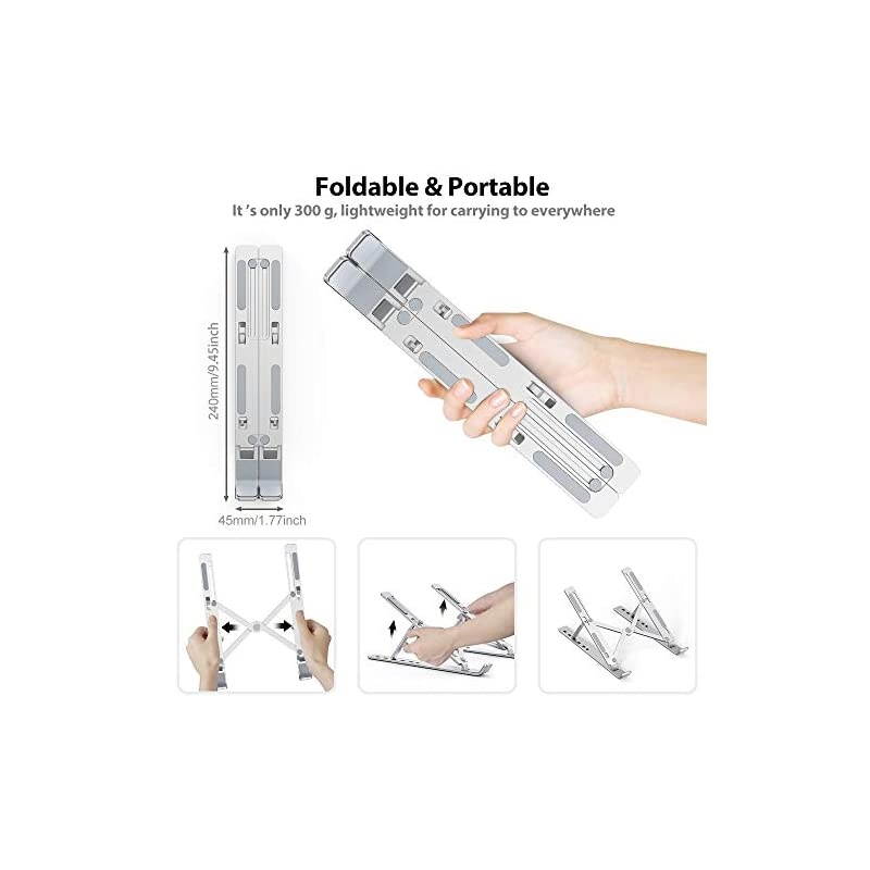 Laptop Stand Portable MacBook Stand Foldable Aluminum Alloy Ventilated Notebook Riser Adjustable Six EyeLevel Ergonomic Laptop Riser for 10156 Notebook Thinkpad Tablet