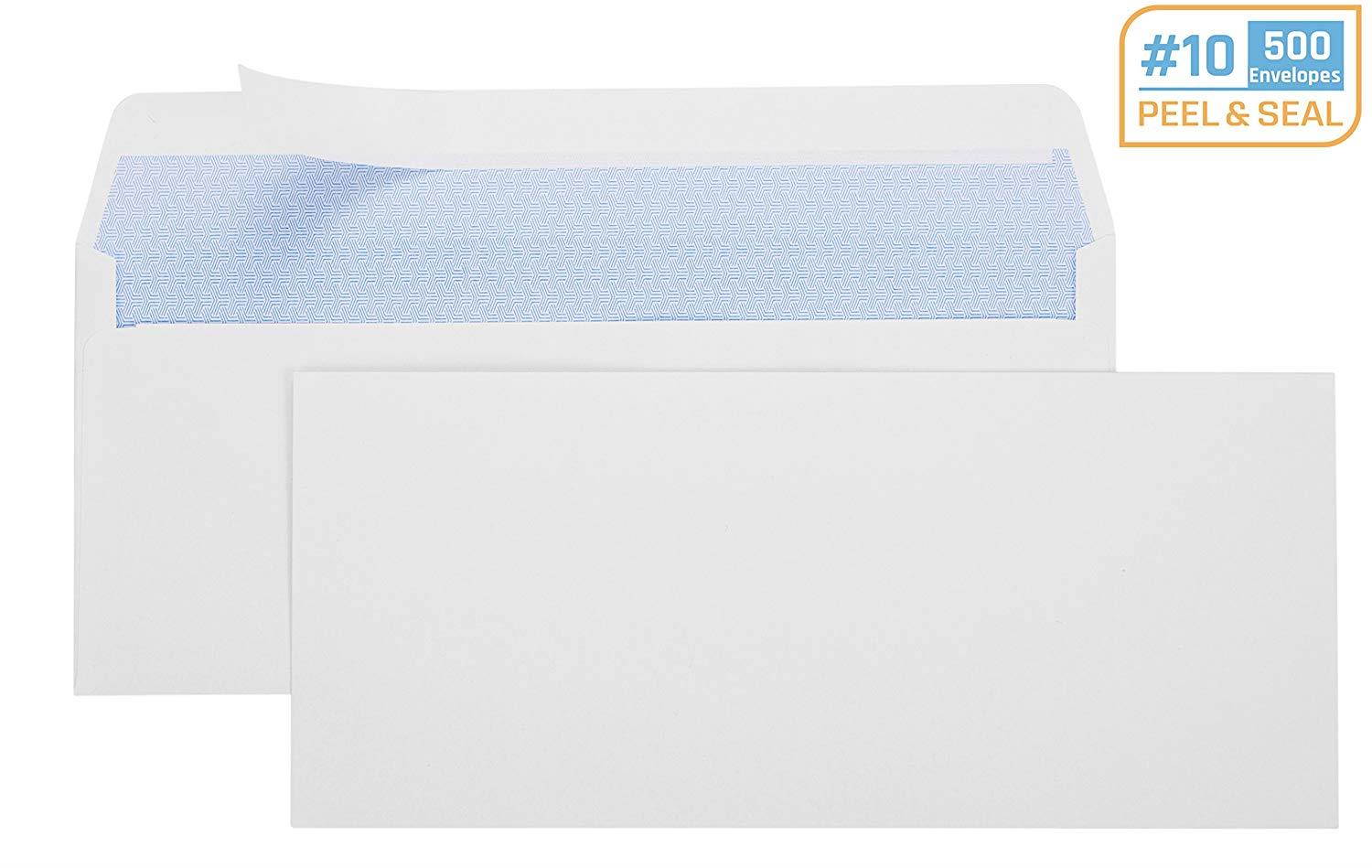 Office Deed 500 #10 Envelopes SELF SEAL Business Envelope Windowless Design, Security Tint Pattern for Secure Mailing, Invoices, Statements & Legal Document, 4-1/8 x 9-1/2 Inches