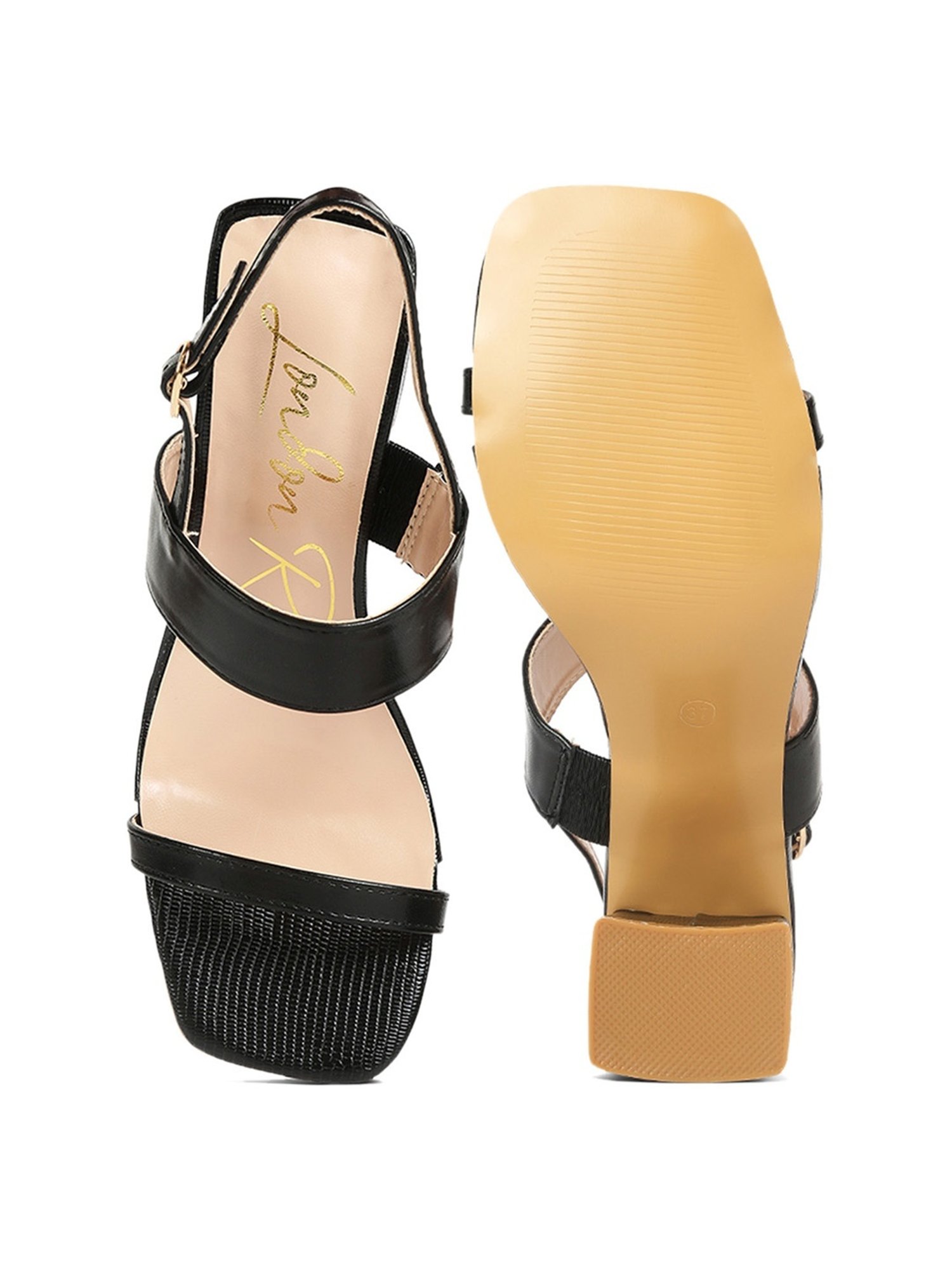 London Rag Women's Black Back Strap Sandals