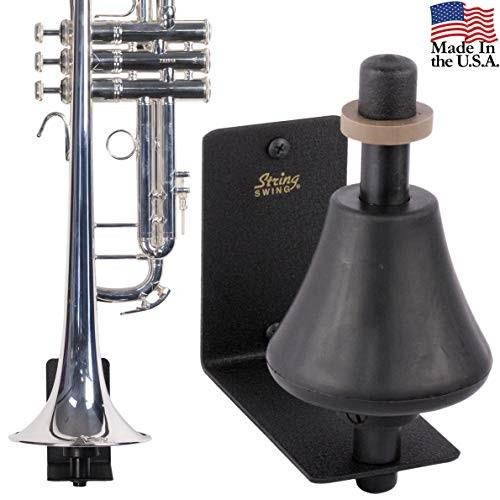 string swing trumpet holder  stand for piccolo pocket and standard trumpets  stand accessories home or studio wall  musical instruments safe without hard cases  made in usa