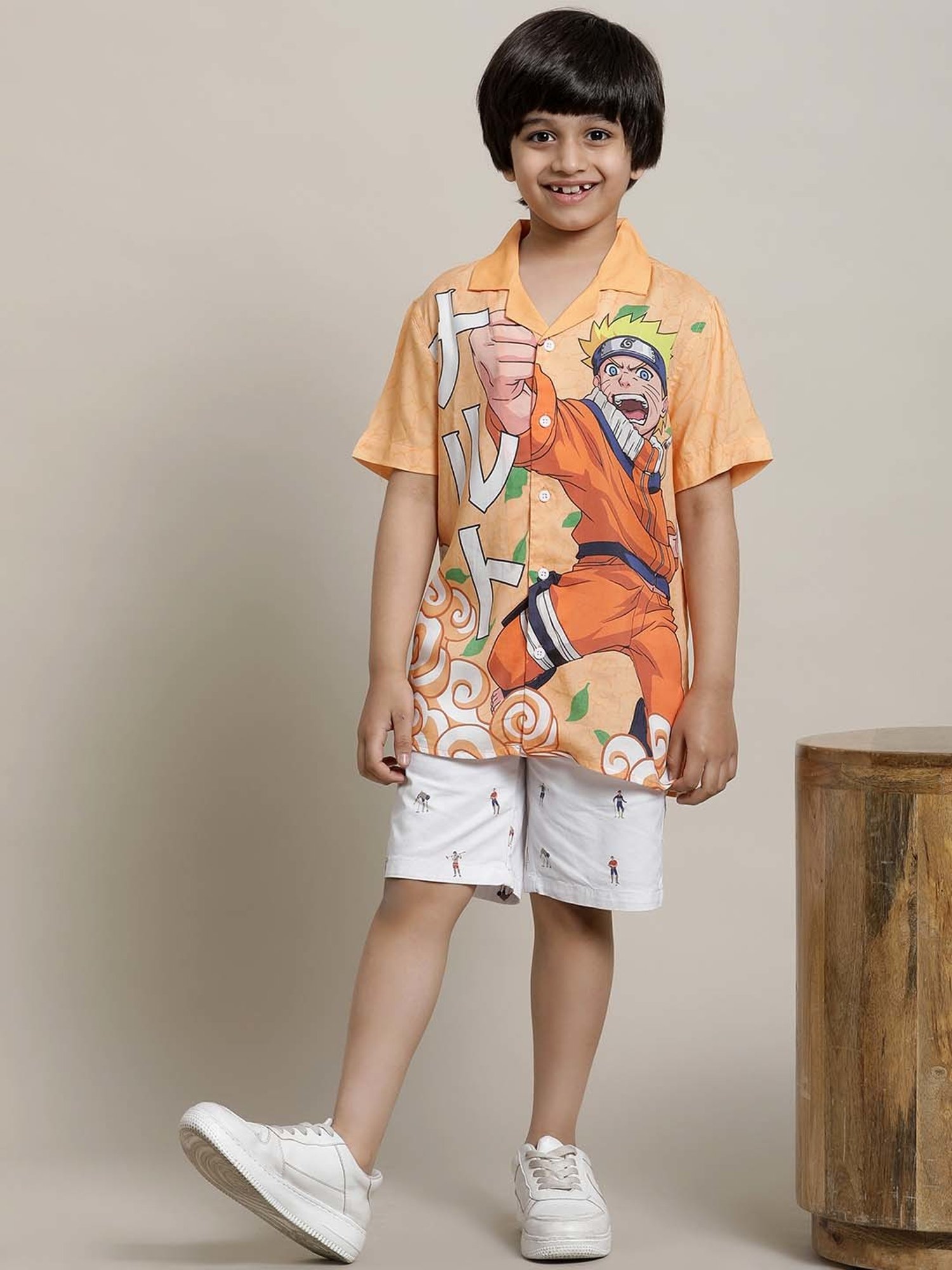Kidsville Orange Printed Naruto Shirt