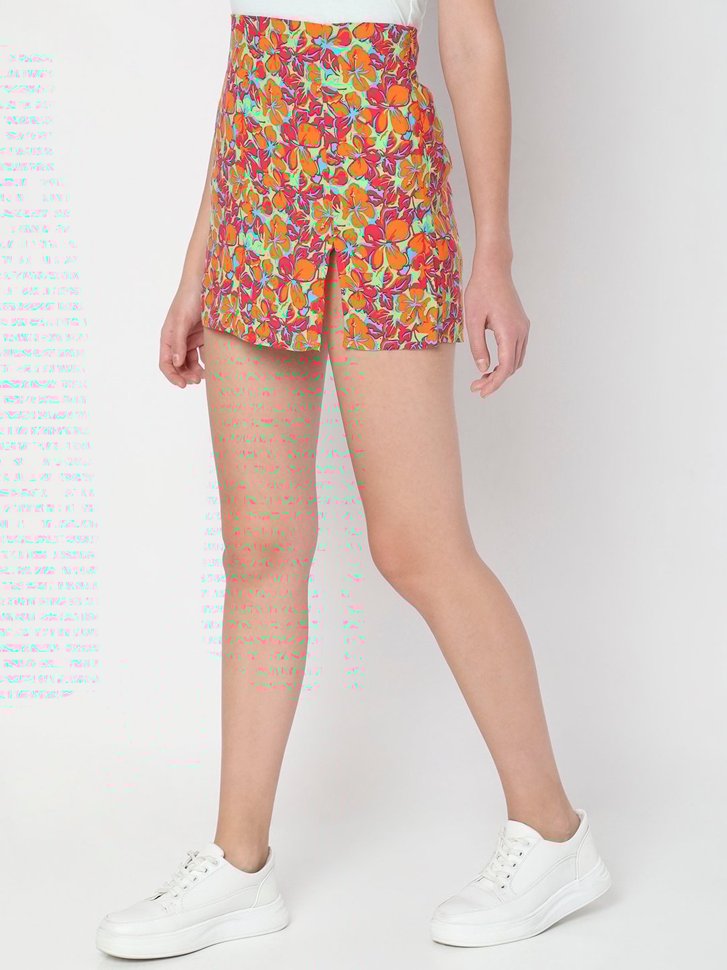 Vero Moda Multicolor Floral Print Mini Skirt