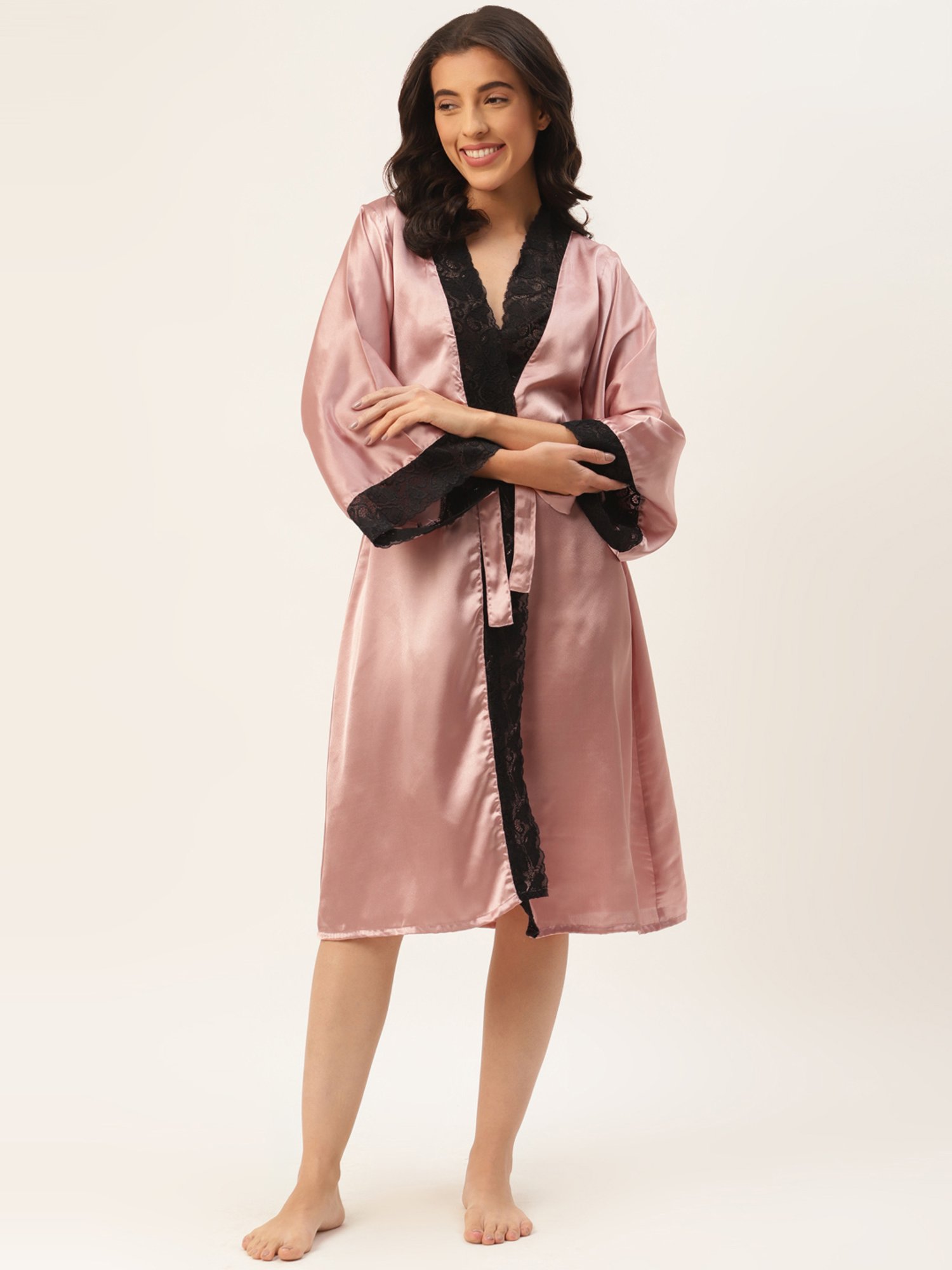 Ms.Lingies Pink Lace Work Robe