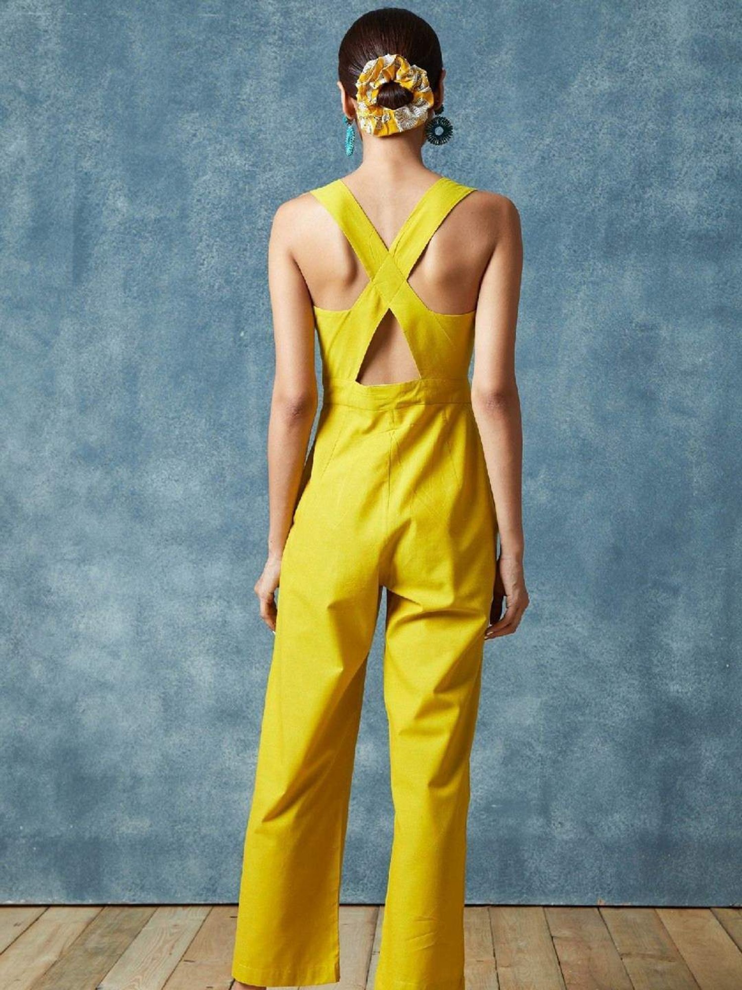 Okhai Passion Gleam Yellow Pure Cotton Hand Woven Jumpsuit