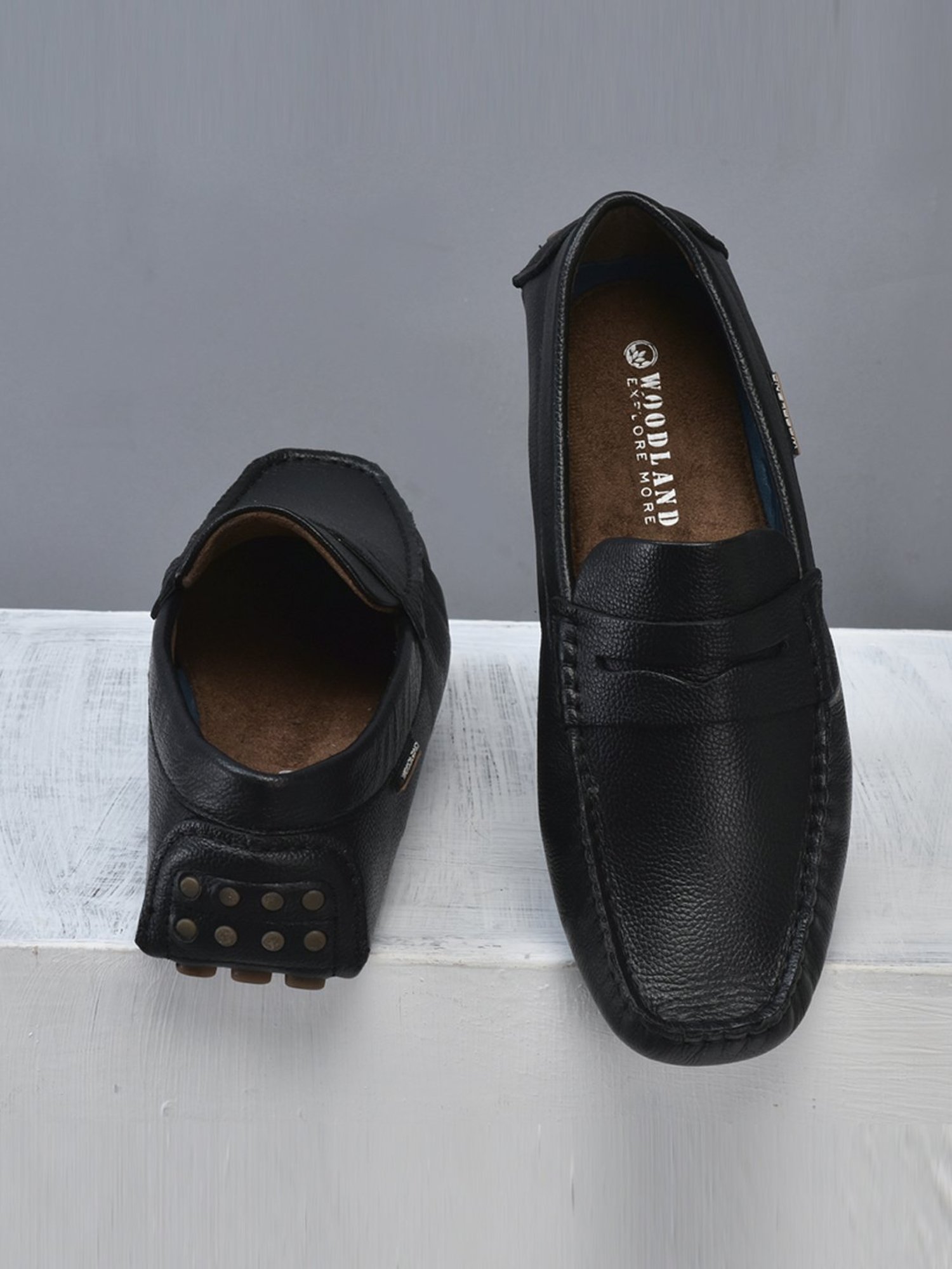 Woodland Men's Black Casual Loafers