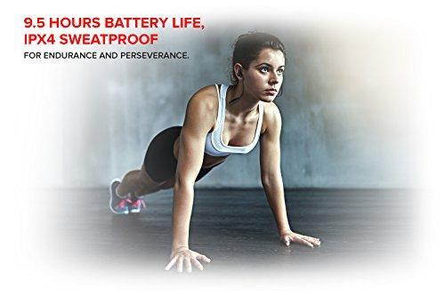 Creative Outlier ONE Wireless Bluetooth 4.1, IPX4 Water-Resistant Sweat-proof In-Ear Headphones with Built-in Microphone, 9.5 Hours Battery Life and Tangle-Free Cable (Black)