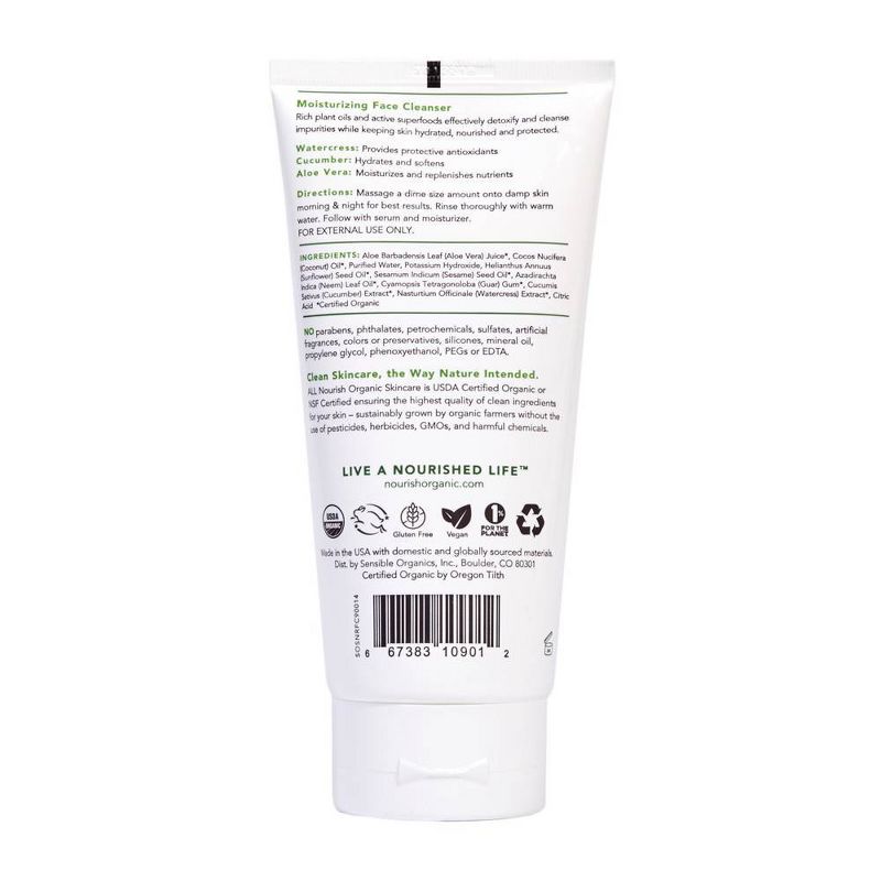 Nourish Organic Moisturizing Face Cleanser - Watercress & Cucumber - 6 fl oz