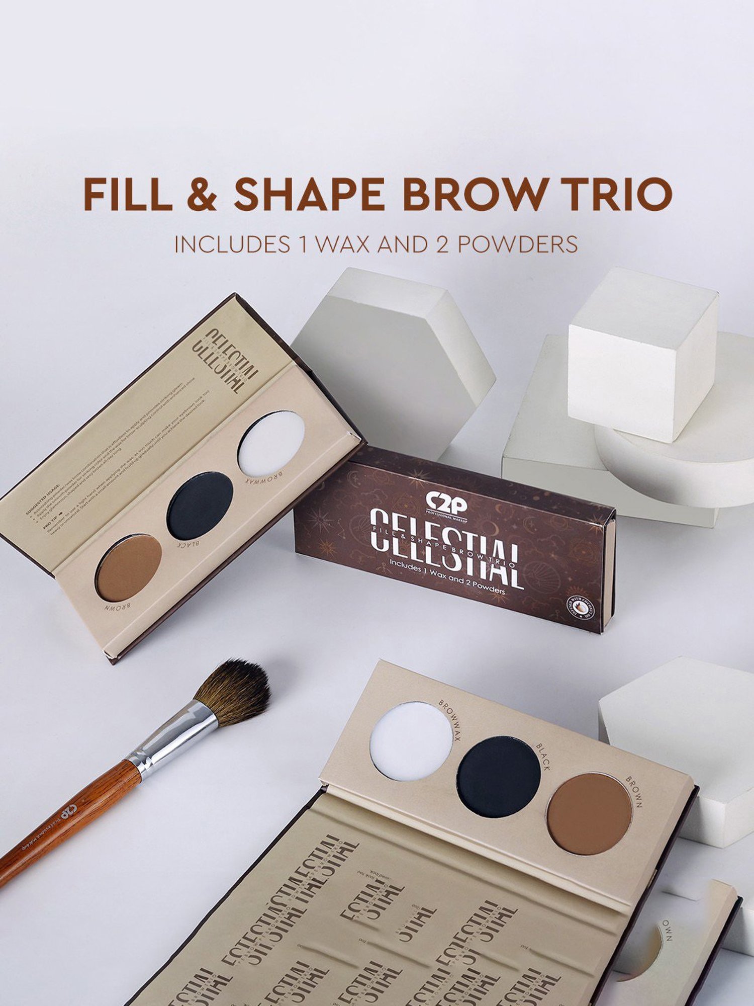 C2P PROFESSIONAL MAKEUP Celestial 3 in 1 Eyebrow Palette - 12 gm