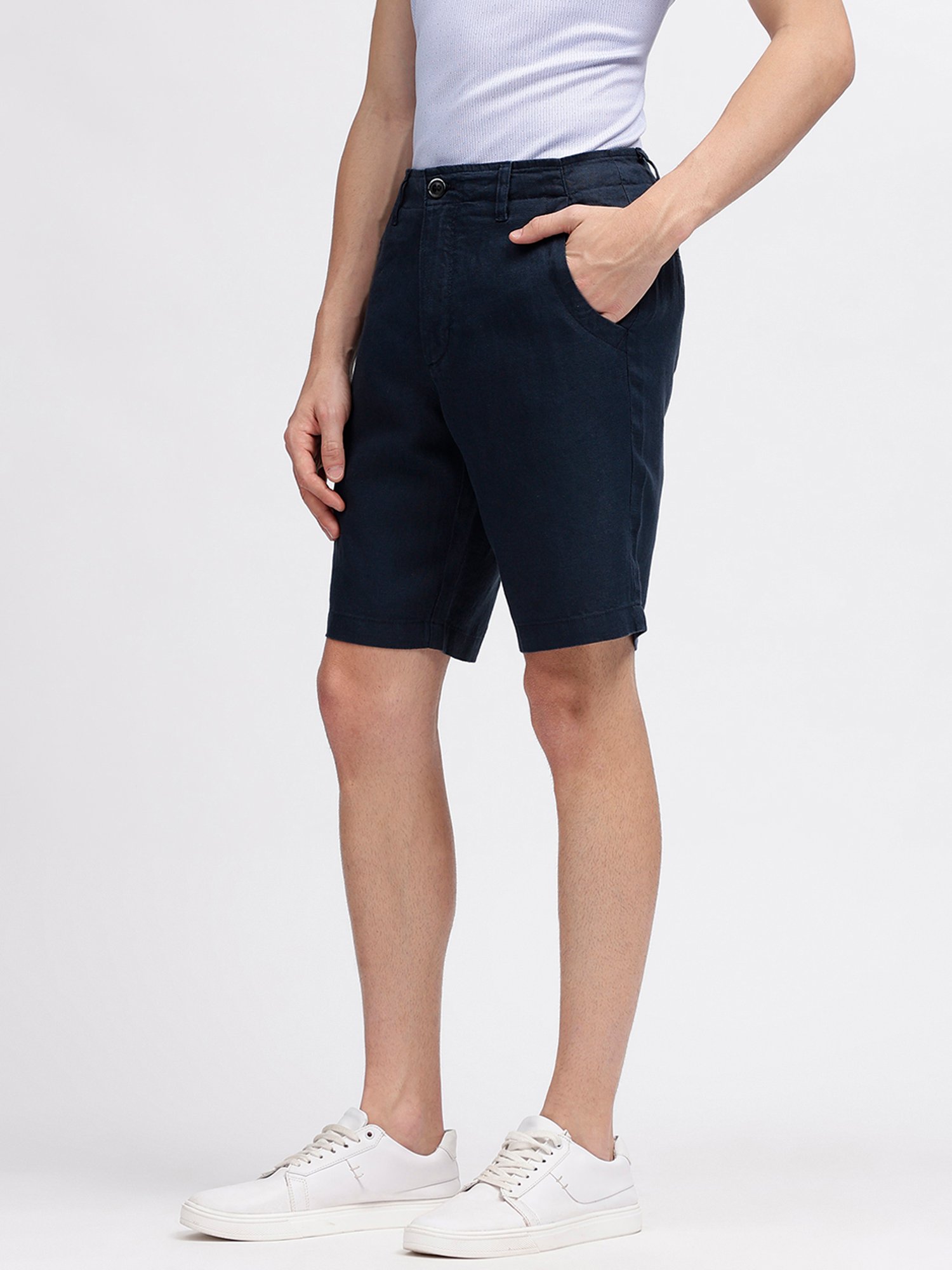 Bruun & Stengade Navy Regular Fit Linen Shorts