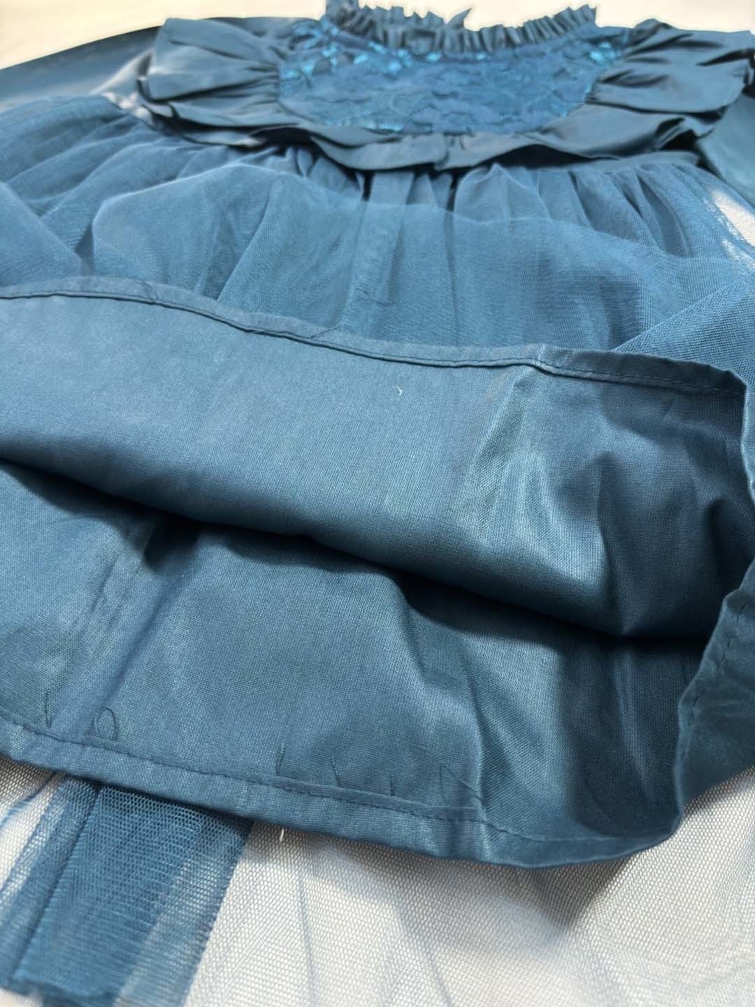 Bella Moda Kids Blue Embroidered Full Sleeves Dress