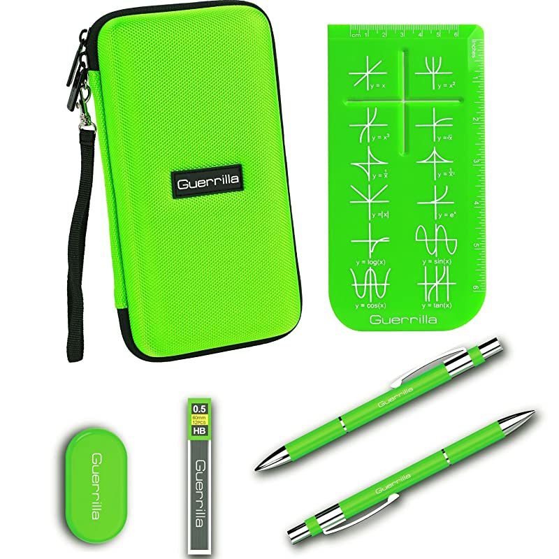 Hard Travel Case for TI-83 Plus, TI-84 Plus, TI-84 Plus Color Edition, TI-89 Titanium, TI-Nspire CX&CX CAS,HP50G Graphing Calculators + 's Essential Calculator Accessory Kit, Green