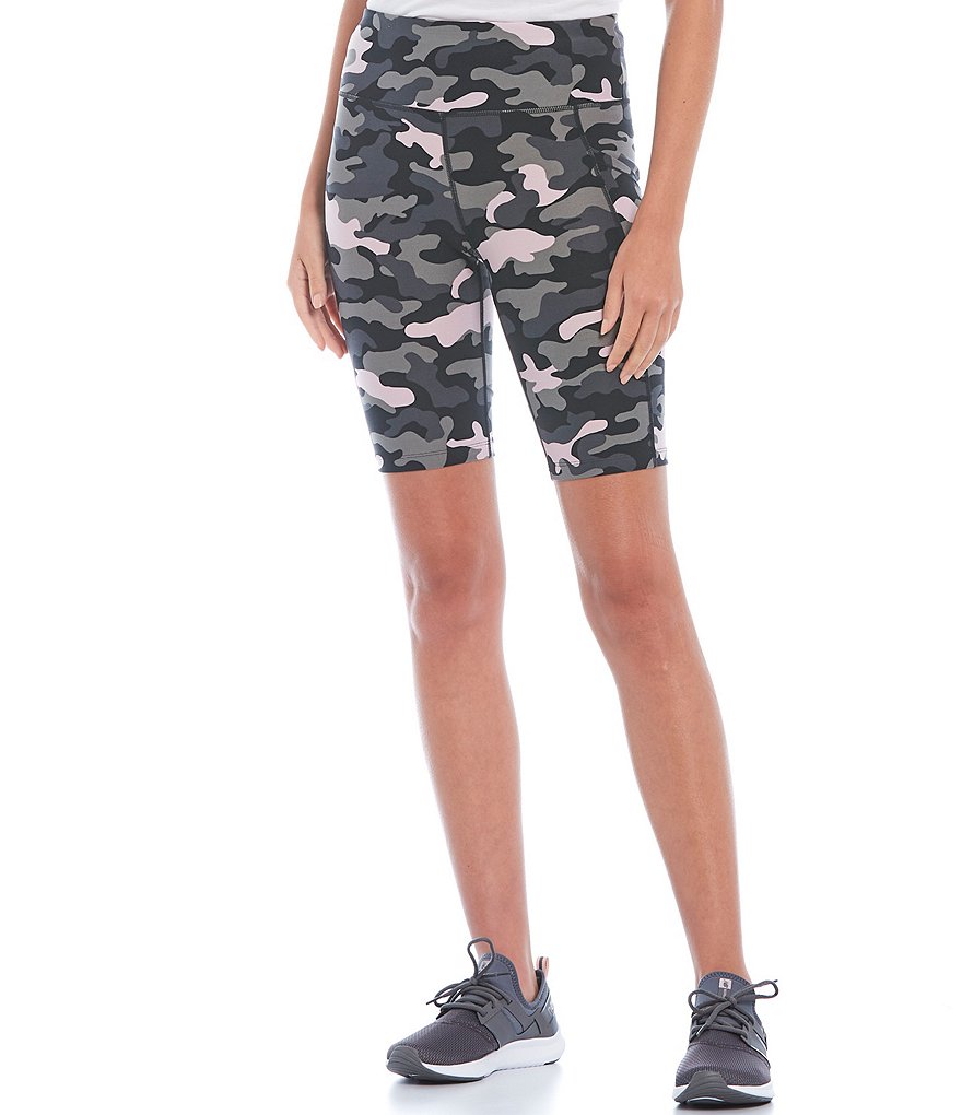 Calvin Klein Performance Print High Waist Side Pocket Camo Print Biker Shorts