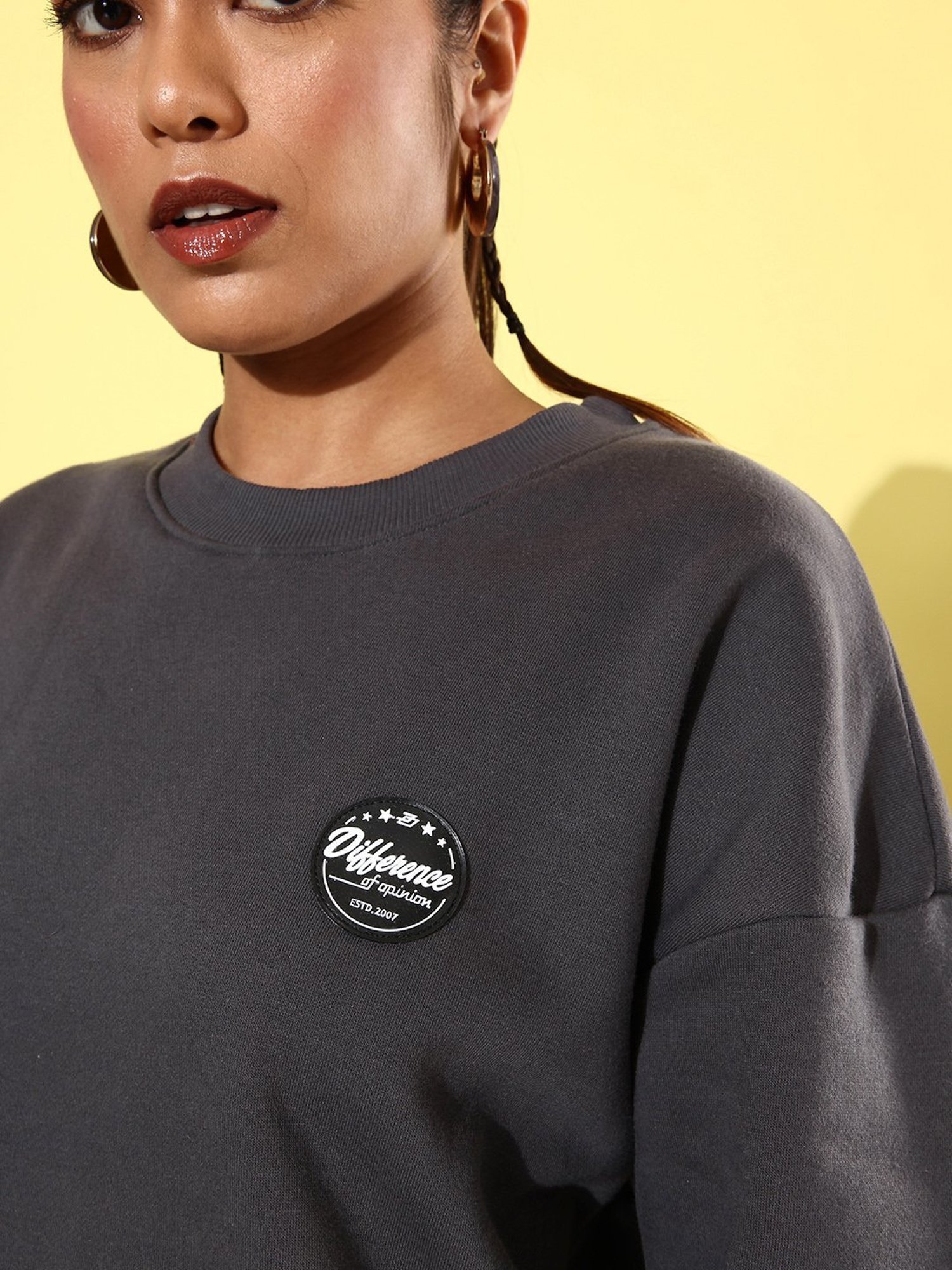 Difference of Opinion Dark Grey Fleece Oversized Sweatshirt