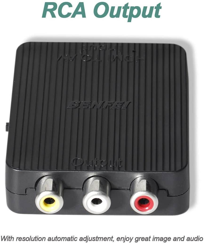 HDMI to AV, Benfei HDMI to RCA CVBs Adapter Supports PAL/NTSC Compatible for Amazon Fire TV Stick, Roku, Apple TV, PC, Laptop, Xbox, HDTV, DVD