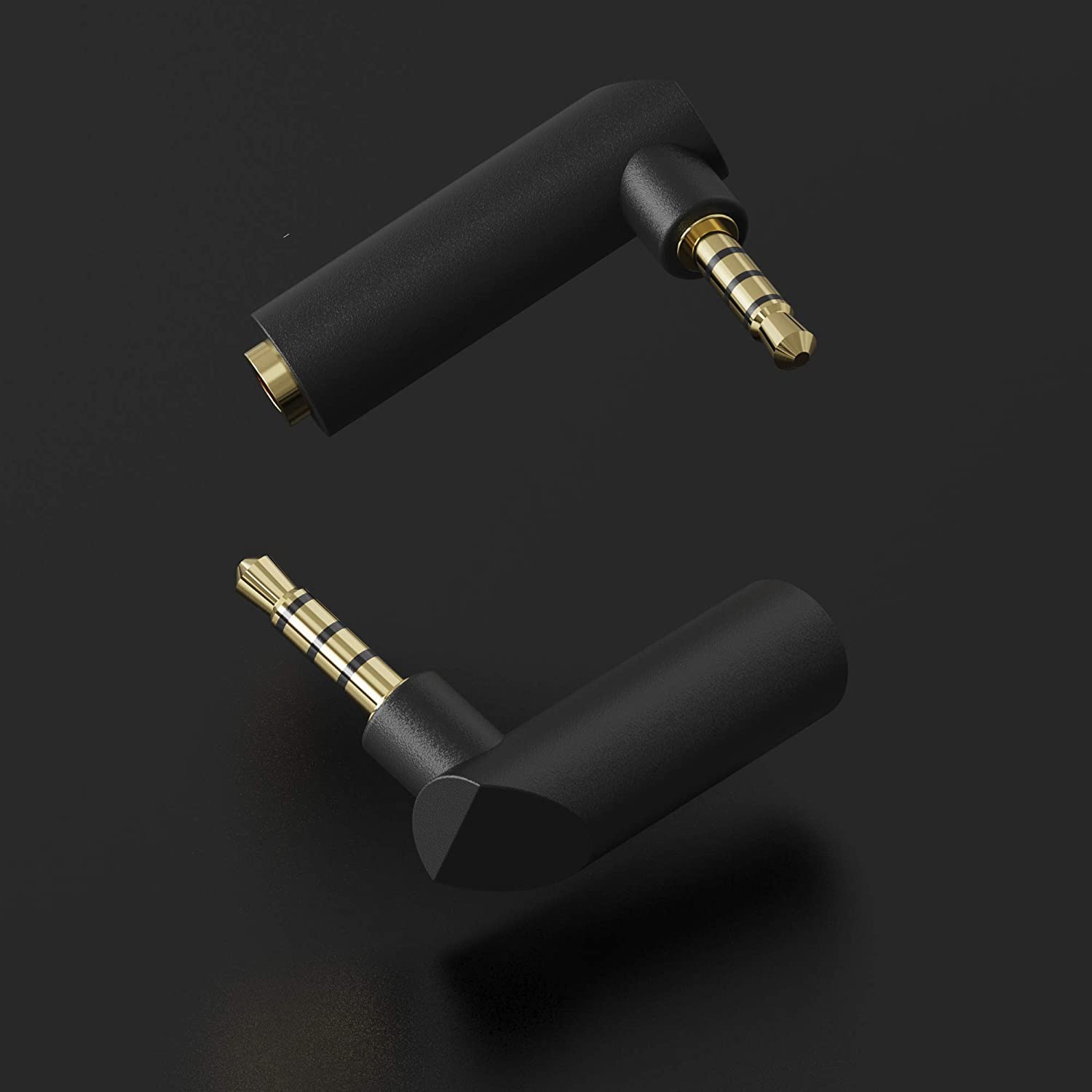 Right Angle 3.5mm, Hannord 90 Degree Audio Adapter Headphone Jack TRRS 1/8" Male to Female Connector for Laptop, Xbox Controler, Smartphone, Roku Remote (2-Pack)