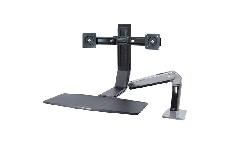 Ergotron WorkFit Mounting Arm for Flat Panel Display - Polished Black - 22" Screen Support - 25 lb Load Capacity