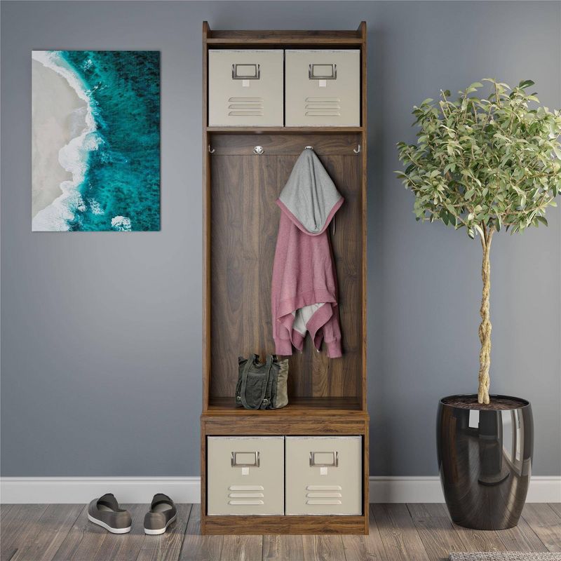 Set of 3 Journey Entryway Hall Tree with Storage Bench Walnut - Novogratz