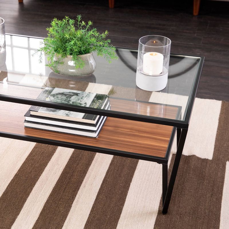 Vickdale Glass Top Cocktail Table Black/Brown - Holly & Martin