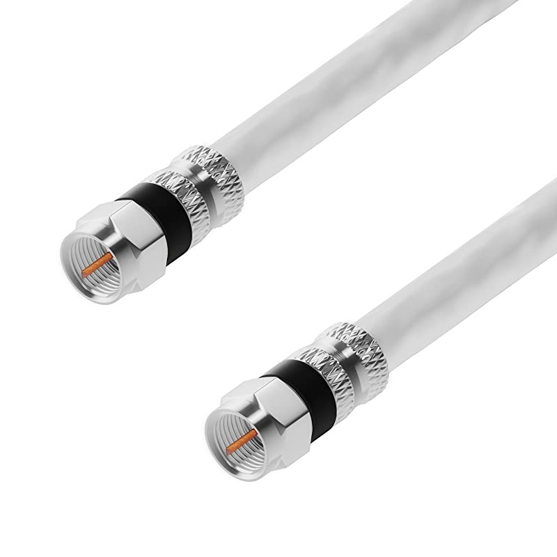 Coaxial Cable 20 Feet White 2 Pack RG6 FPin Triple Shielded UL CL2 inWall Rated RG6 Digital AudioVideo Includes Connectors and Cable Clips