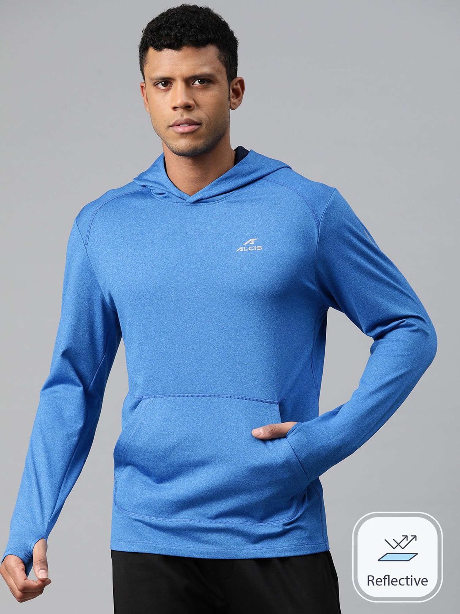 ALCIS Blue Slim Fit Hooded Sweatshirt