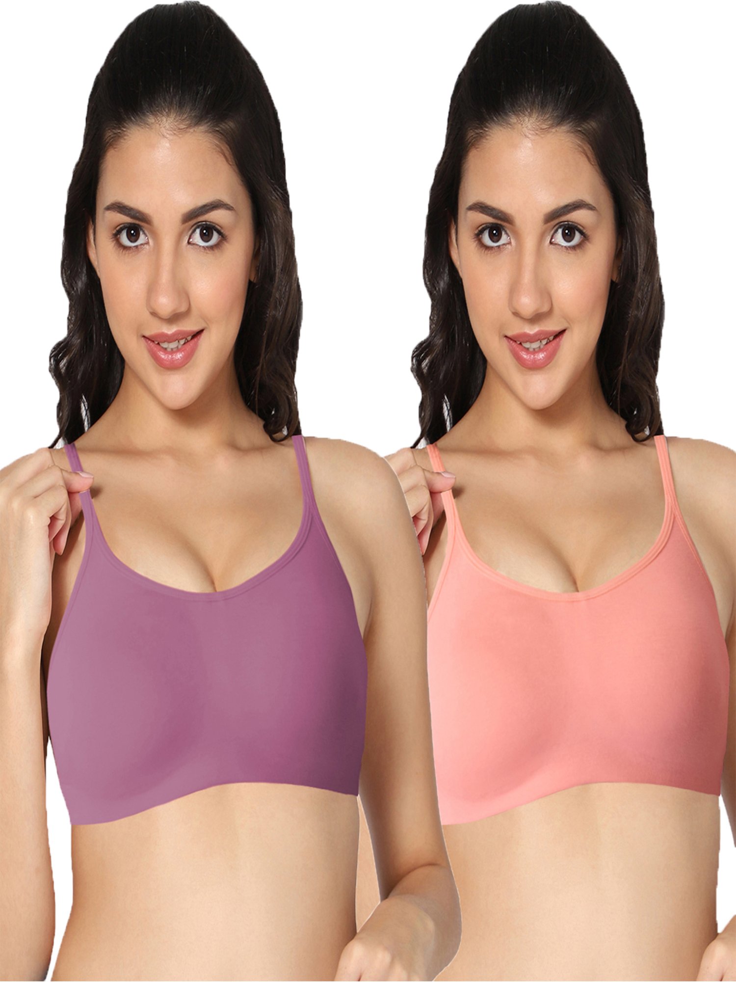 IN CARE Purple & Peach Sports Bra- Pack of 2