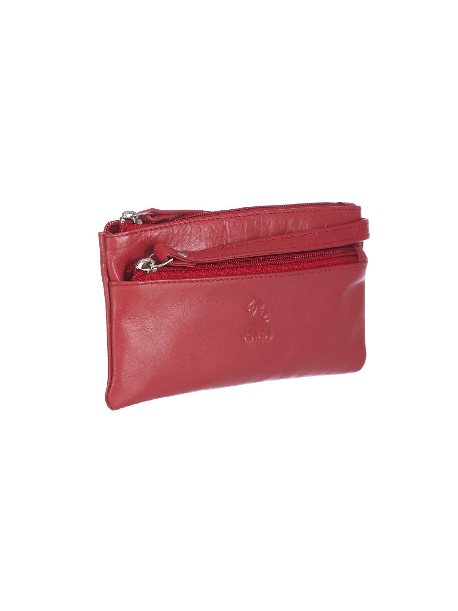 Kara Red Solid Leather Wristlet
