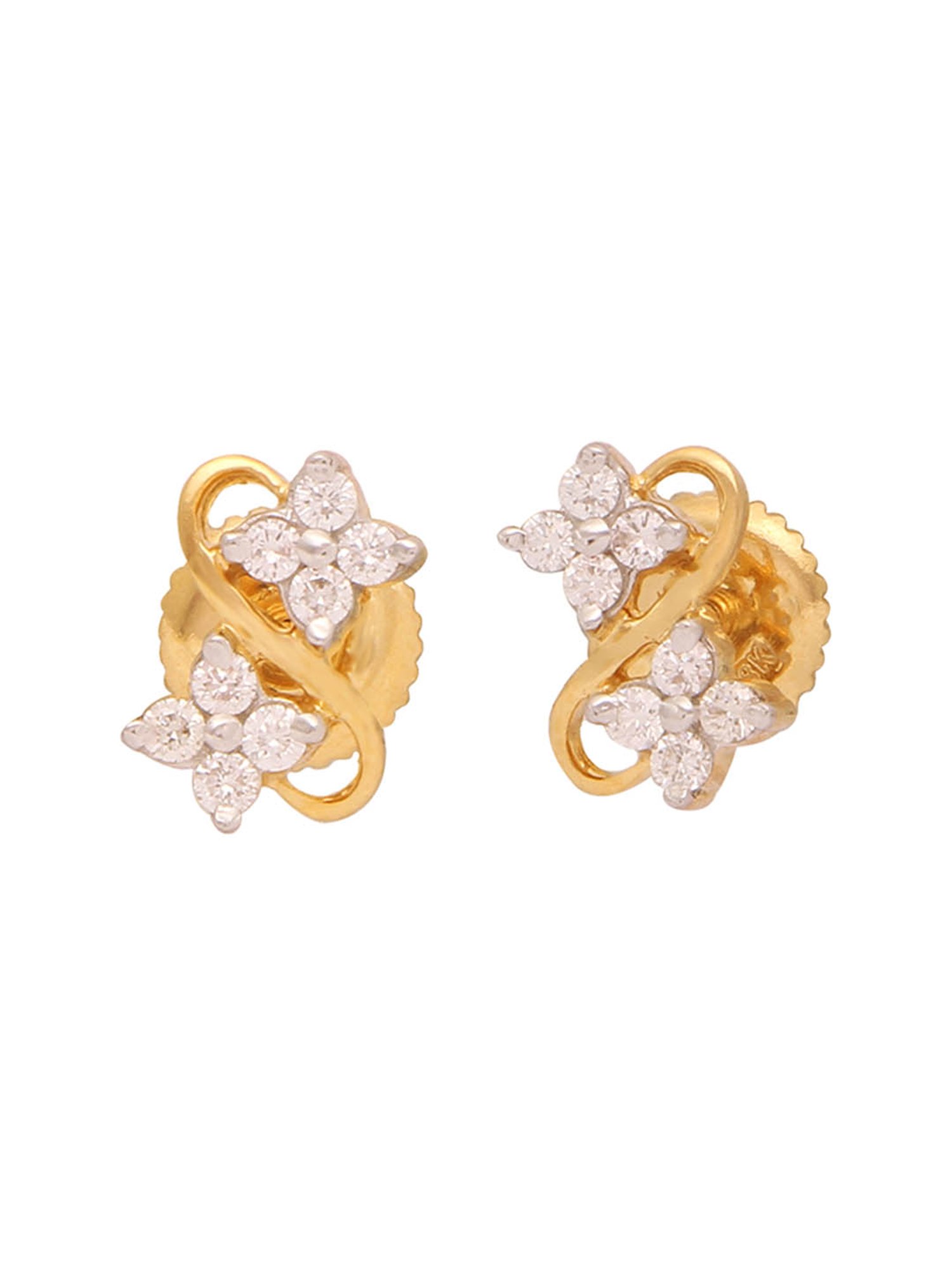 Waman Hari Pethe Jewellers 18k Gold & Diamond Earrings