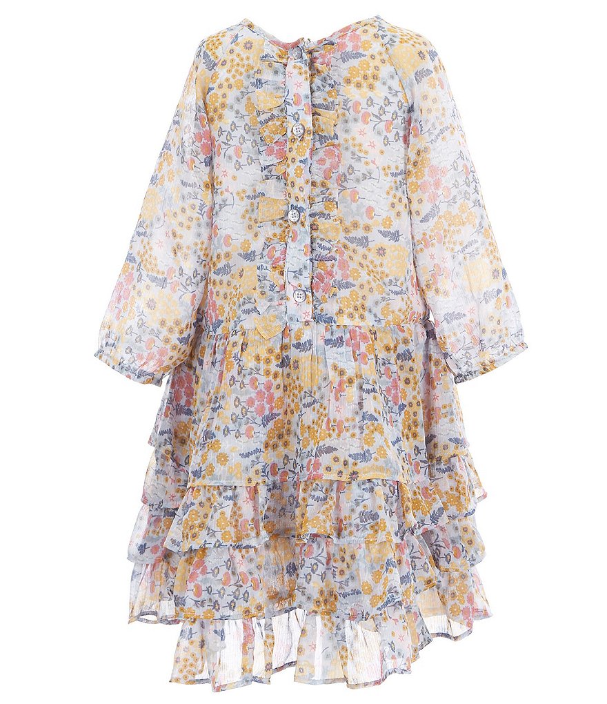 Pippa & Julie Little Girls 2T-6X Long-Sleeve Floral Chiffon Shirtdress