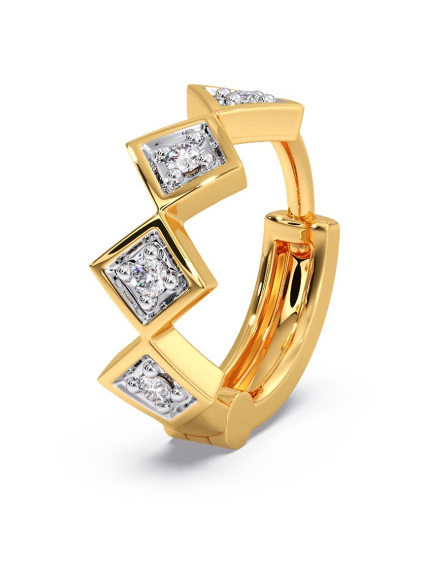 Candere by Kalyan Jewellers Stylish Design 18k Yellow Gold & Certified Diamond Nose Ring