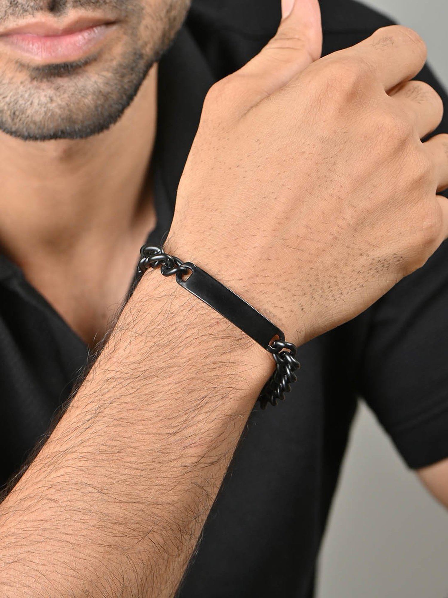 The Bro Code Black Single Chain Bracelet for Men