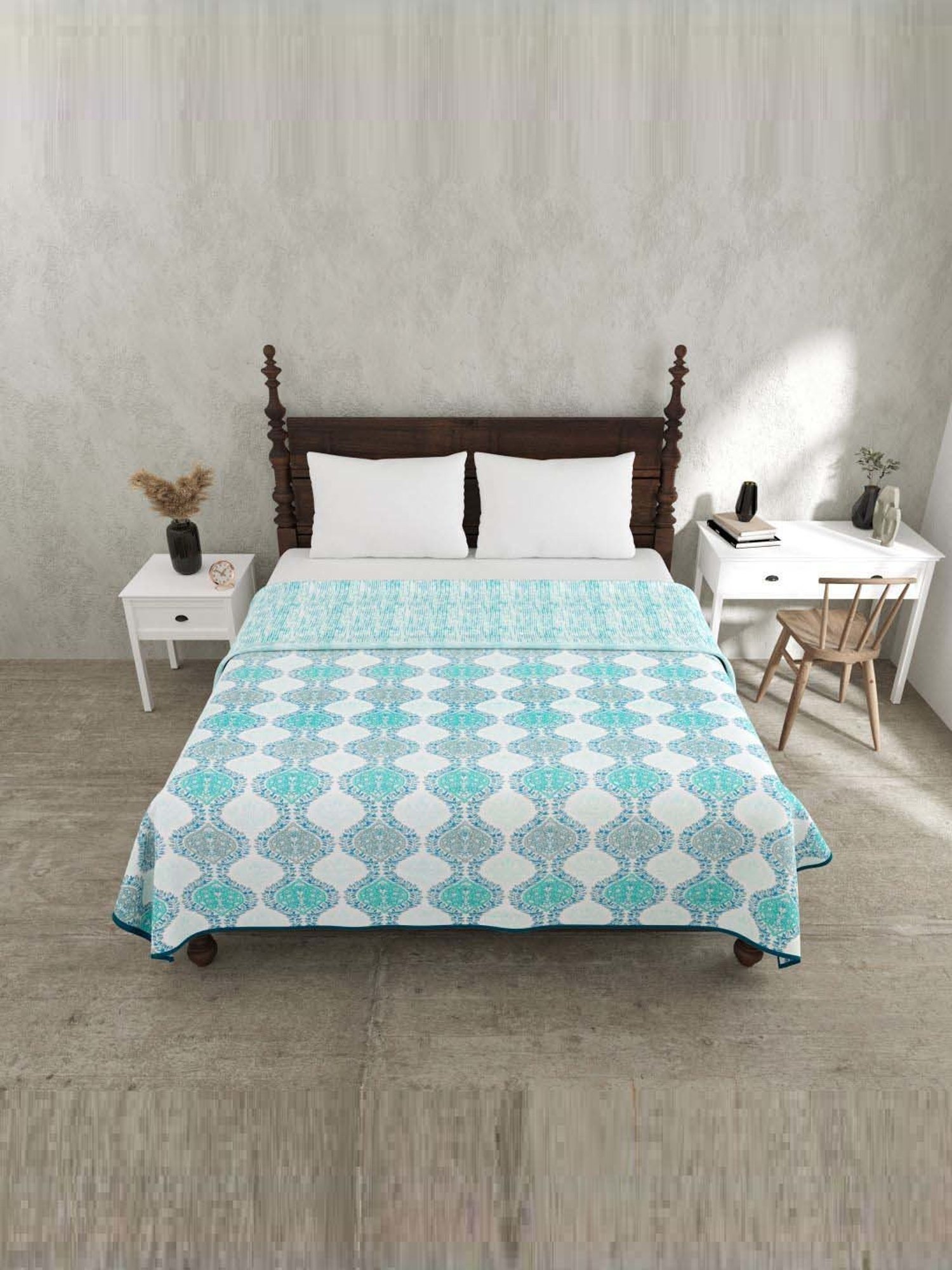 JaipurFabric Ocean Blue Mulmul Cotton 150 GSM Reversible Ac Dohar