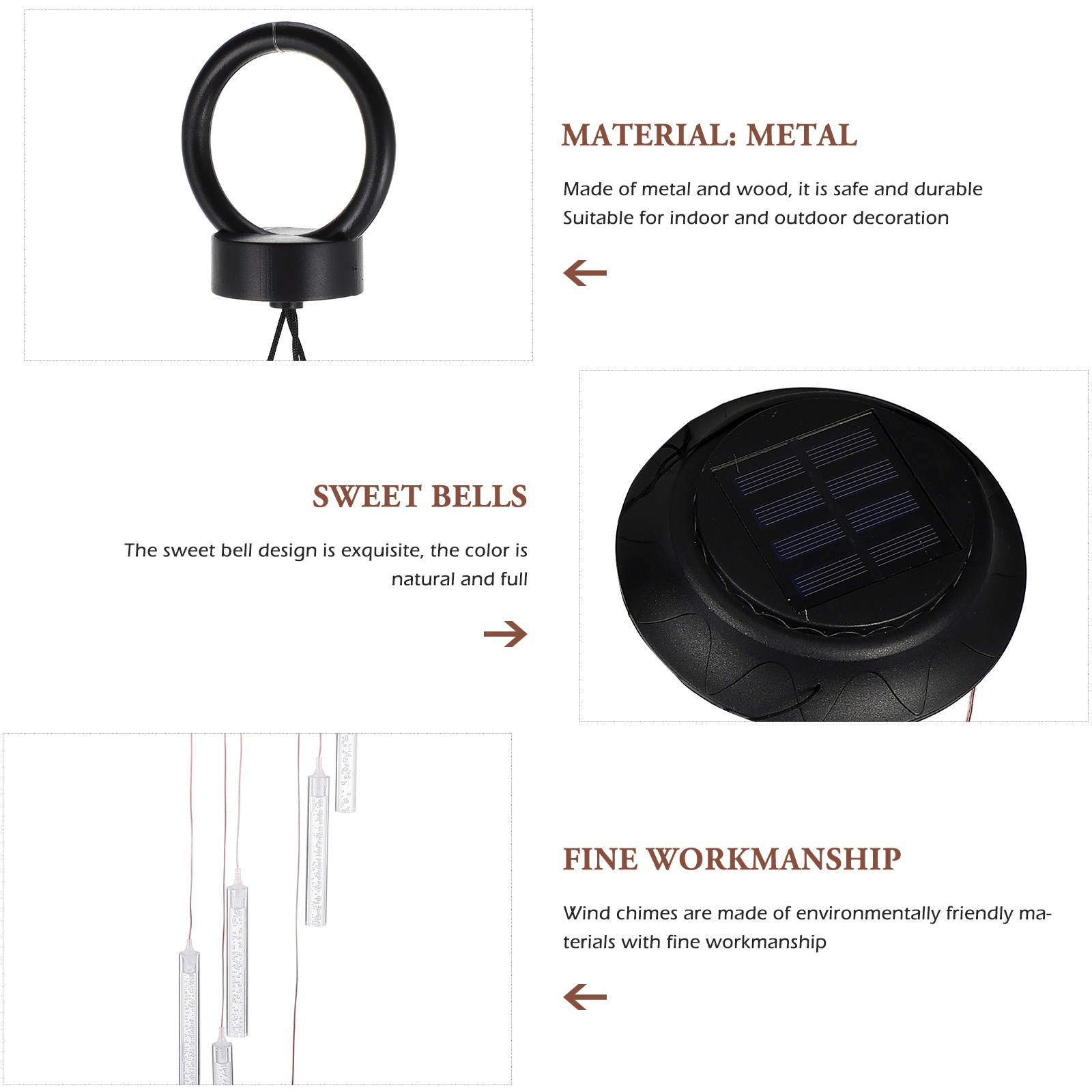 1pc Pretty Chic Decorative Lovely Unique Solar Wind Chime Light Solar Wind Chime Lamp Solar Wind Bell Light