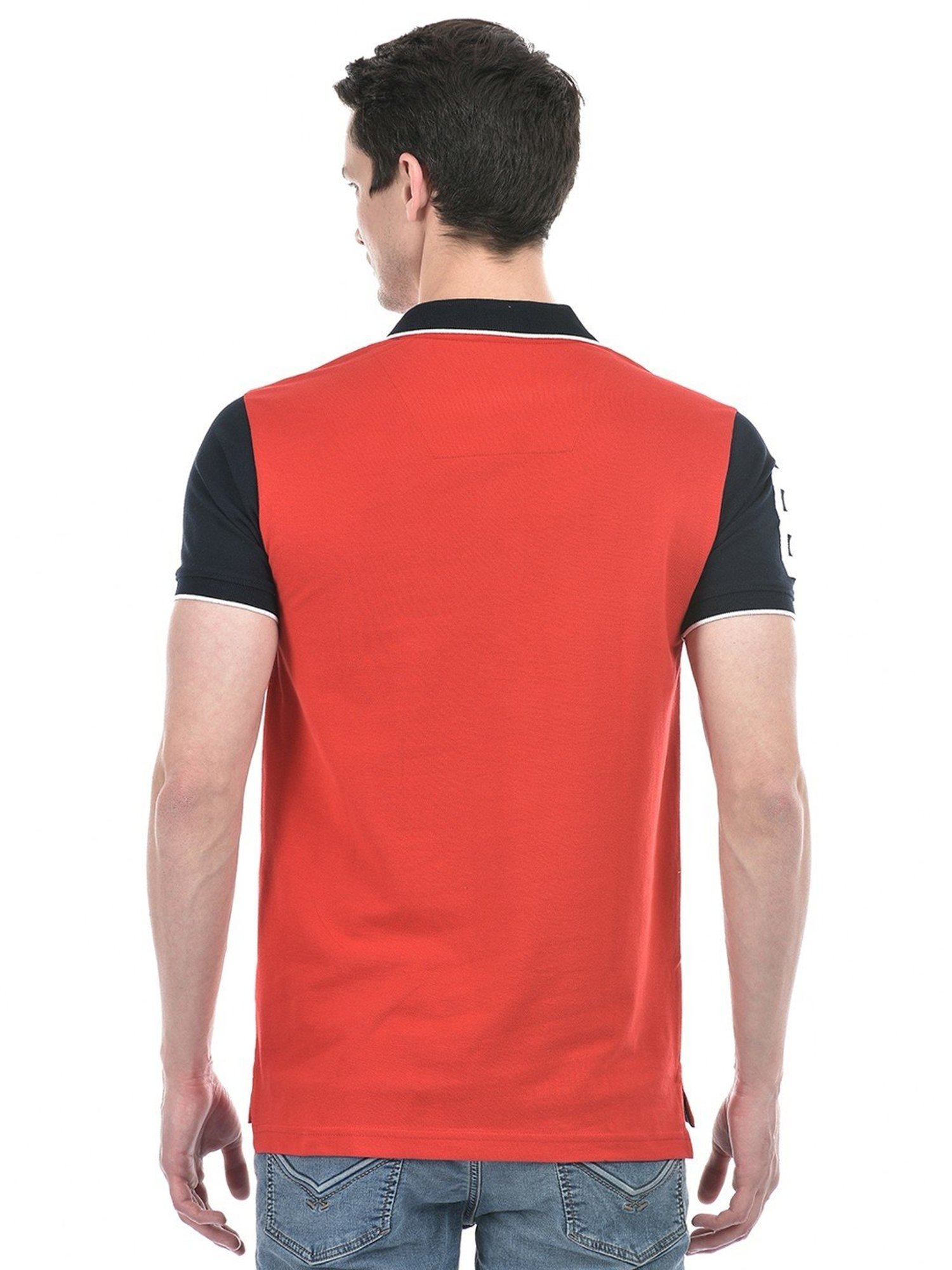 Numero Uno Red Cotton Slim Fit Polo T-Shirt
