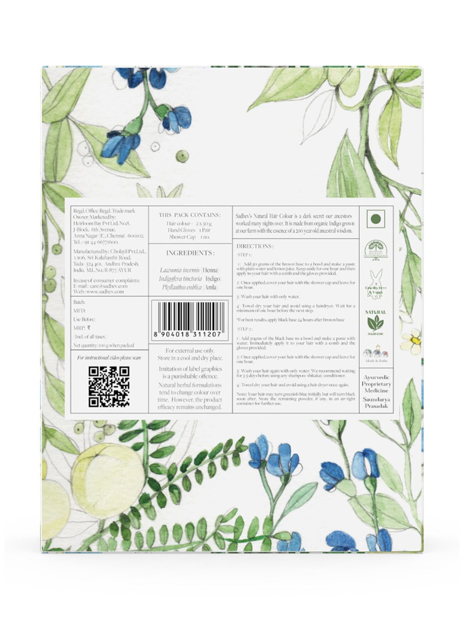 SADHEV Natural Hair Colour Double Process - 100 gm