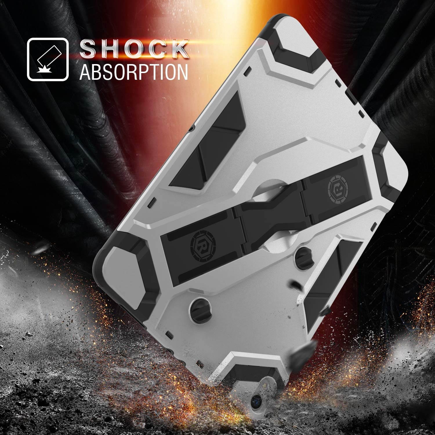 MoKo Case Fit iPad Pro 11" 2018 [Support Pencil Charging] Heavy Duty Shockproof High Impact Resistant Armor Protective Cover with Kickstand and Pencil Holder Fit iPad Pro 11 2018 Case - Silver